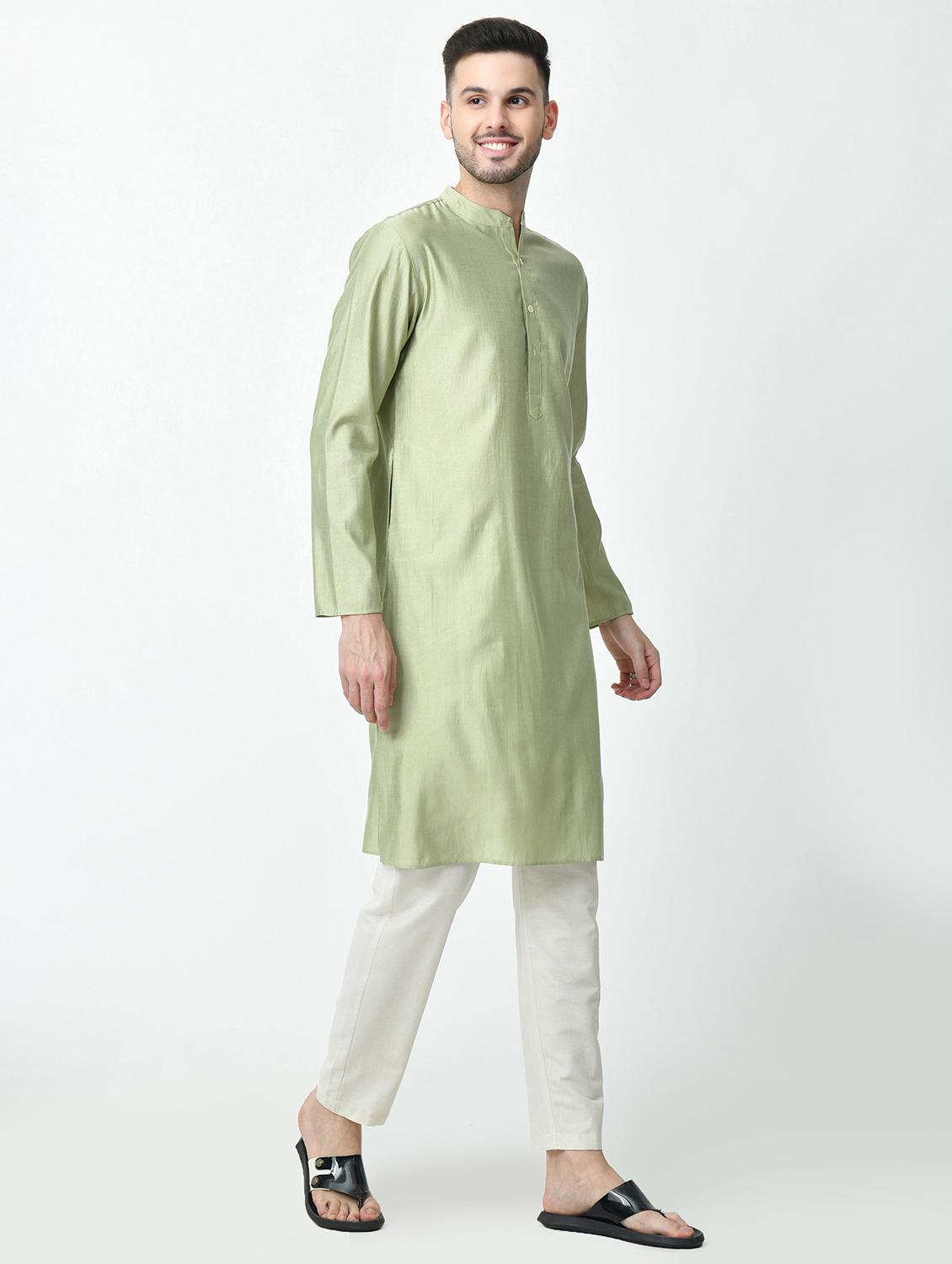 men solid long sleeves kurta - 21627054 - Standard Image - 2