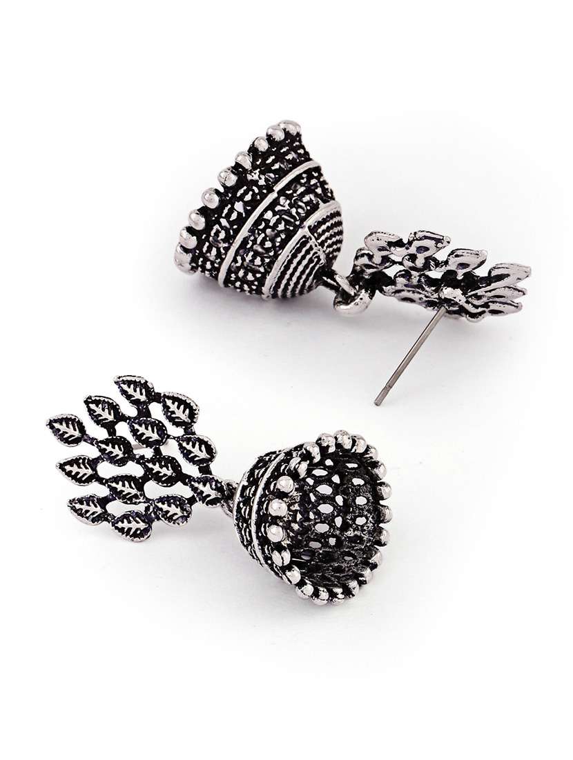 women silver-plated oxidised jhumka - 21627064 -  Standard Image - 2