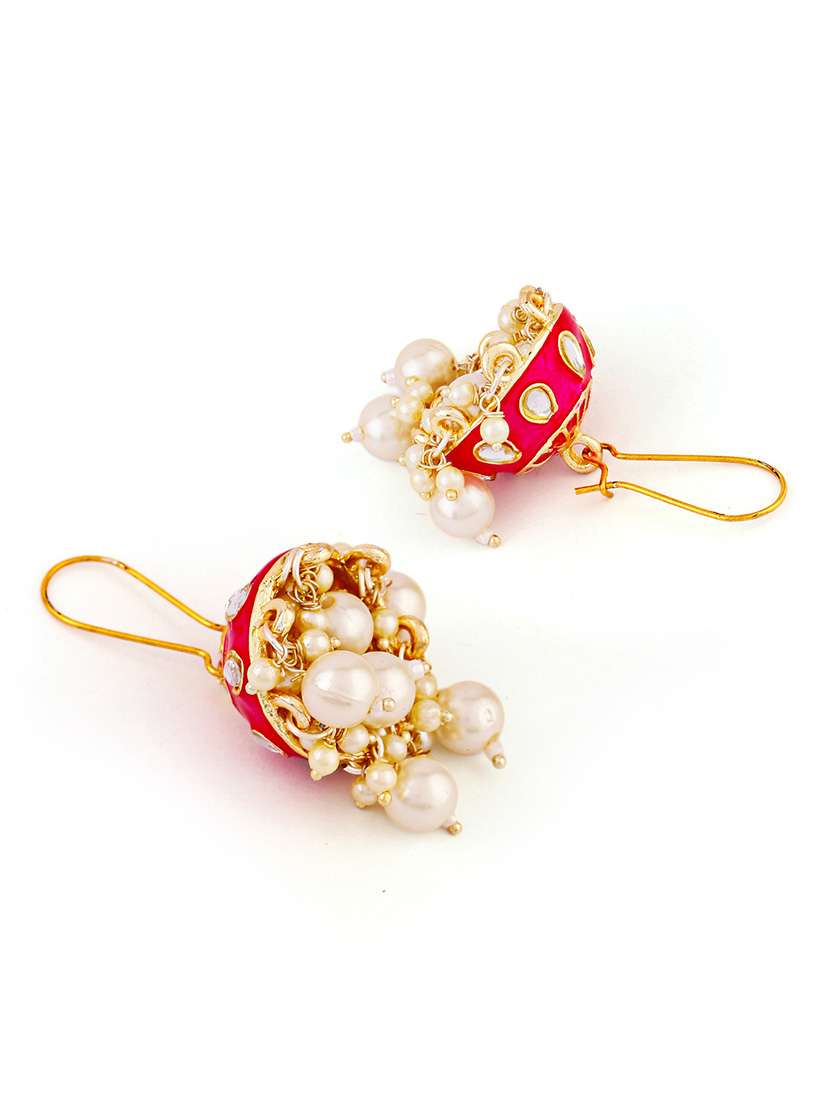 women pink contemporary jhumka earrings - 21627071 -  Standard Image - 2