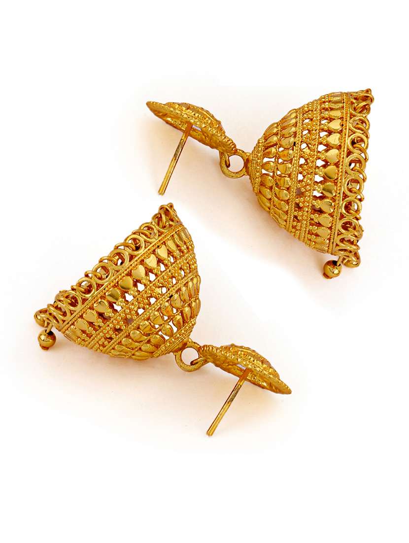women gold plated jhumka earrings - 21627083 -  Standard Image - 2