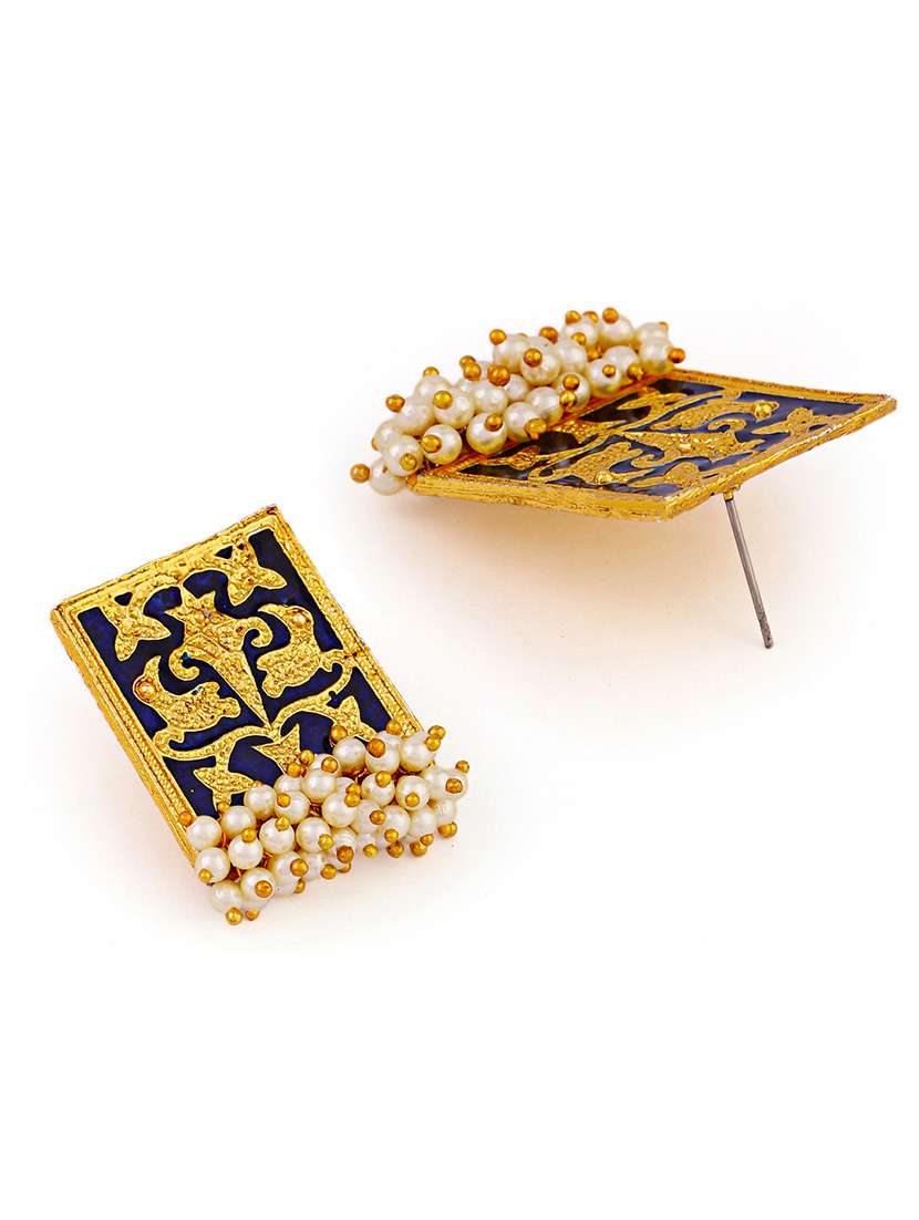 women gold-plated meenakari stud earrings - 21627085 -  Standard Image - 2