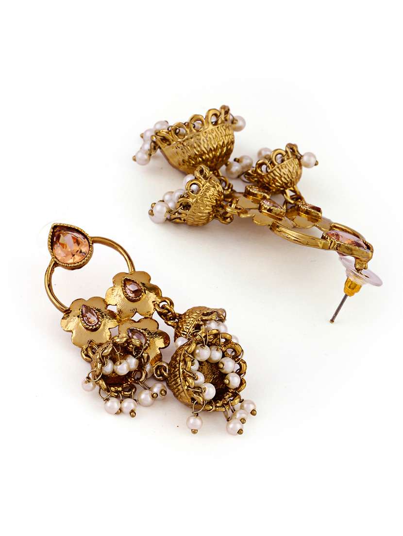 women gold plated jhumka earrings - 21627093 - Standard Image - 2
