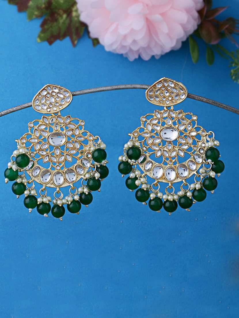 women gold plated chandbali earrings