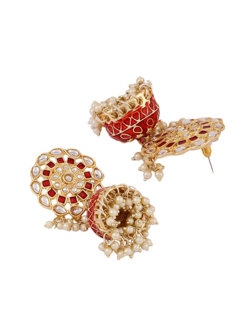 women gold plated jhumka earrings - 21627103 -  Standard Image - 2