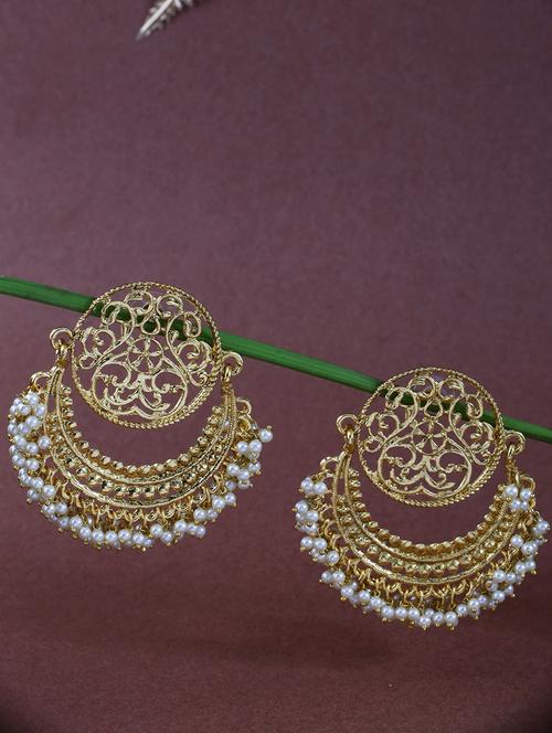 women gold plated chandbali earrings - 21627112 -  Standard Image - 0