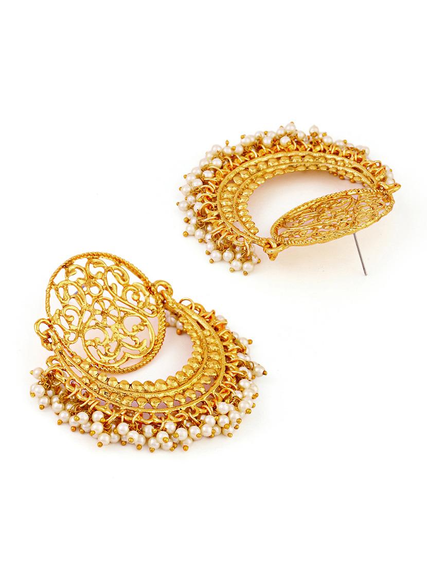 women gold plated chandbali earrings - 21627112 - Standard Image - 2