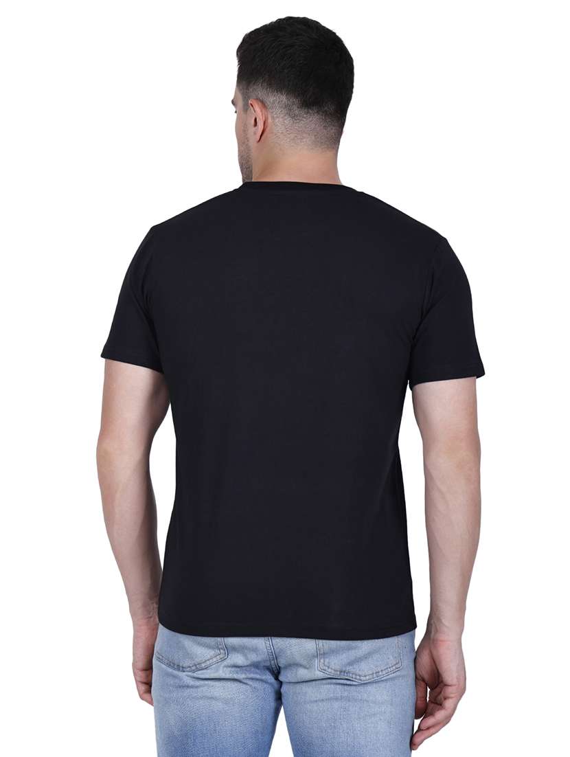 men black printed round neck regular fit t-shirt - 21627214 -  Standard Image - 2