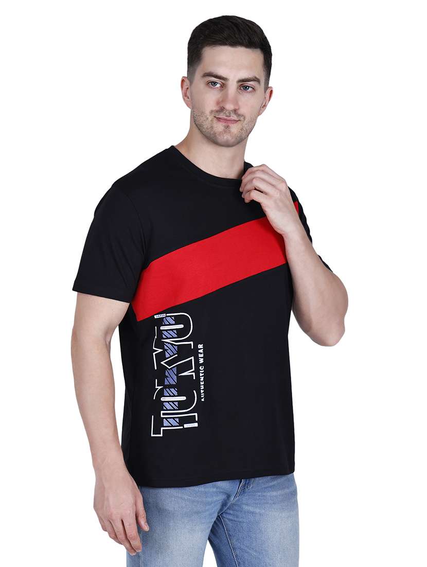 men black printed round neck regular fit t-shirt - 21627218 -  Standard Image - 2