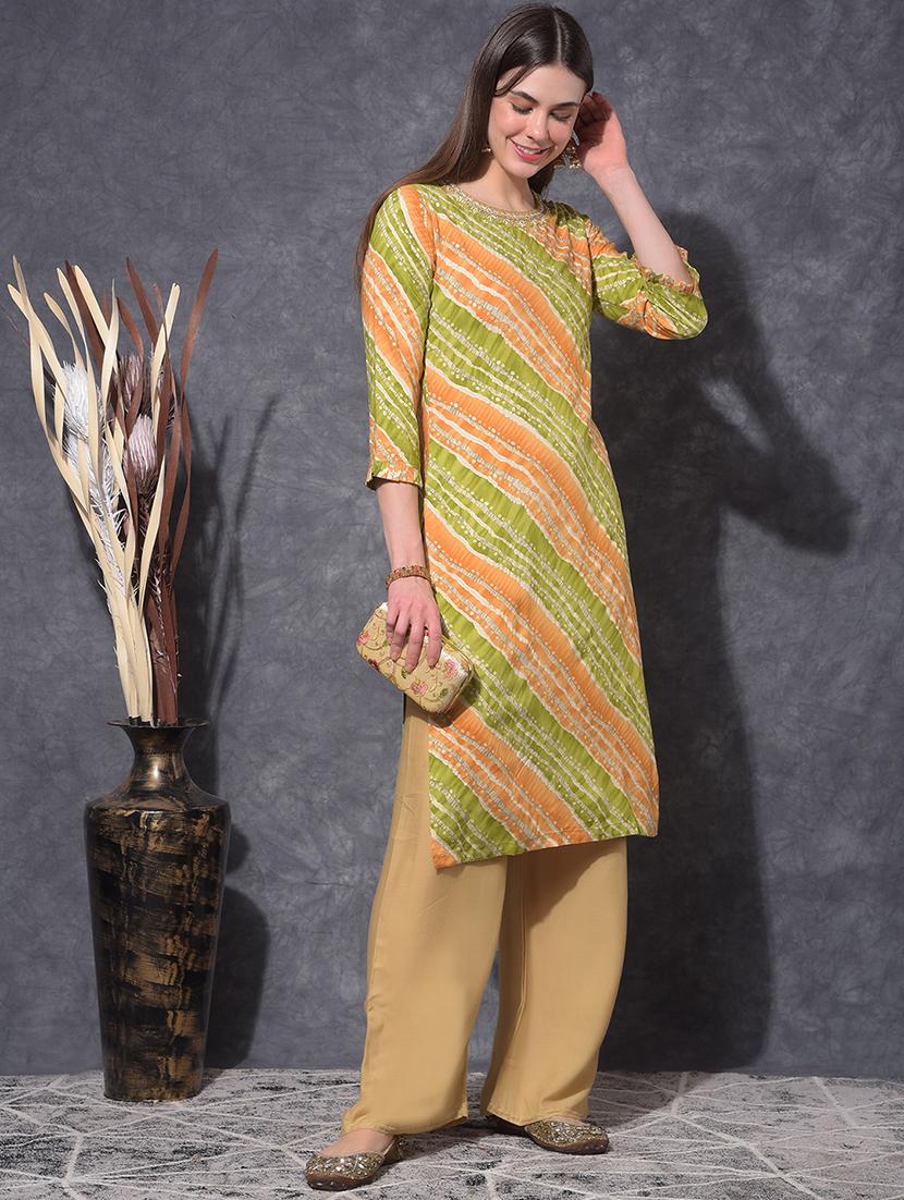 women printed three quarter sleeve straight kurta - 21627315 - Zoom Image - 0