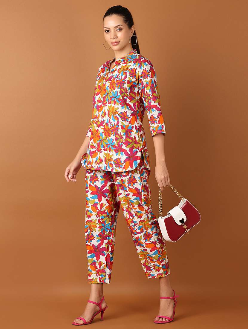 women floral shirt and trousers co-ords set - 21627455 - Standard Image - 2