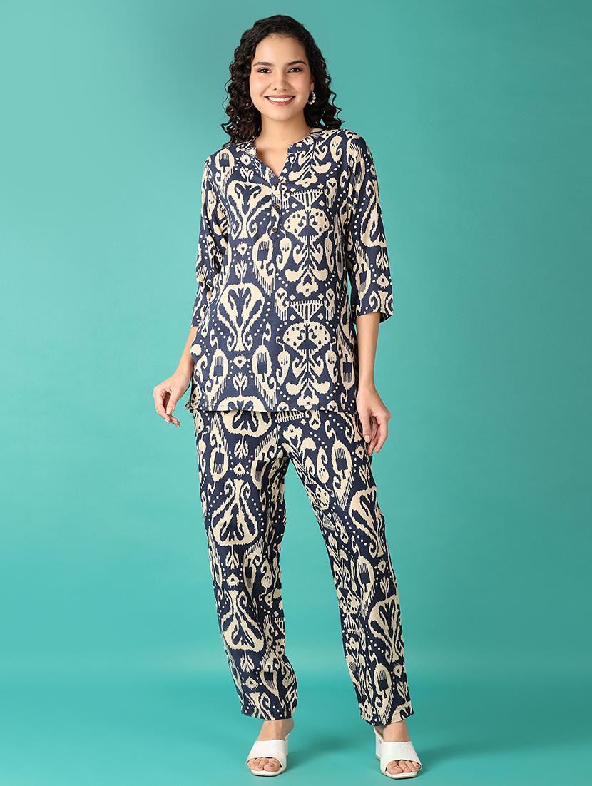women navy blue printed co-ord sets - 21627456 - Zoom Image - 0