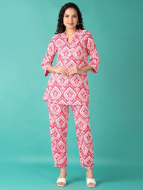 women pink printed co-ord sets - 21627460 - Standard Image - 0