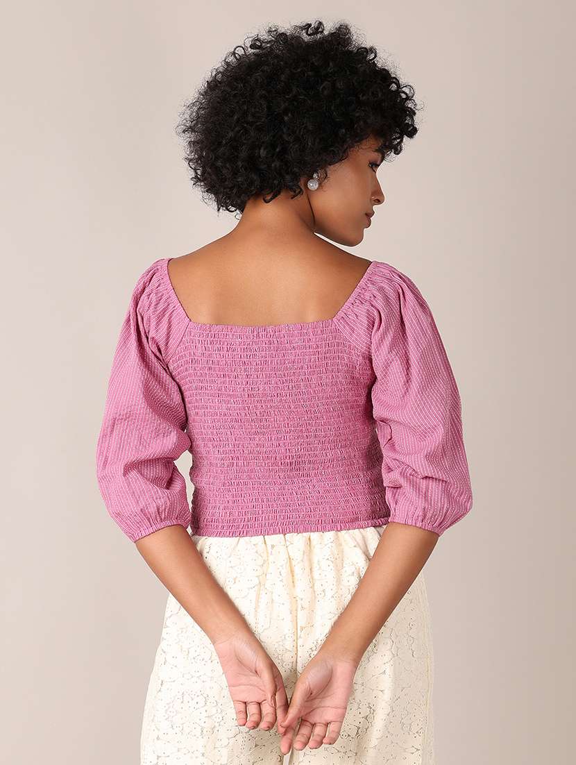 women lavender self design crop top - 21627466 -  Standard Image - 2