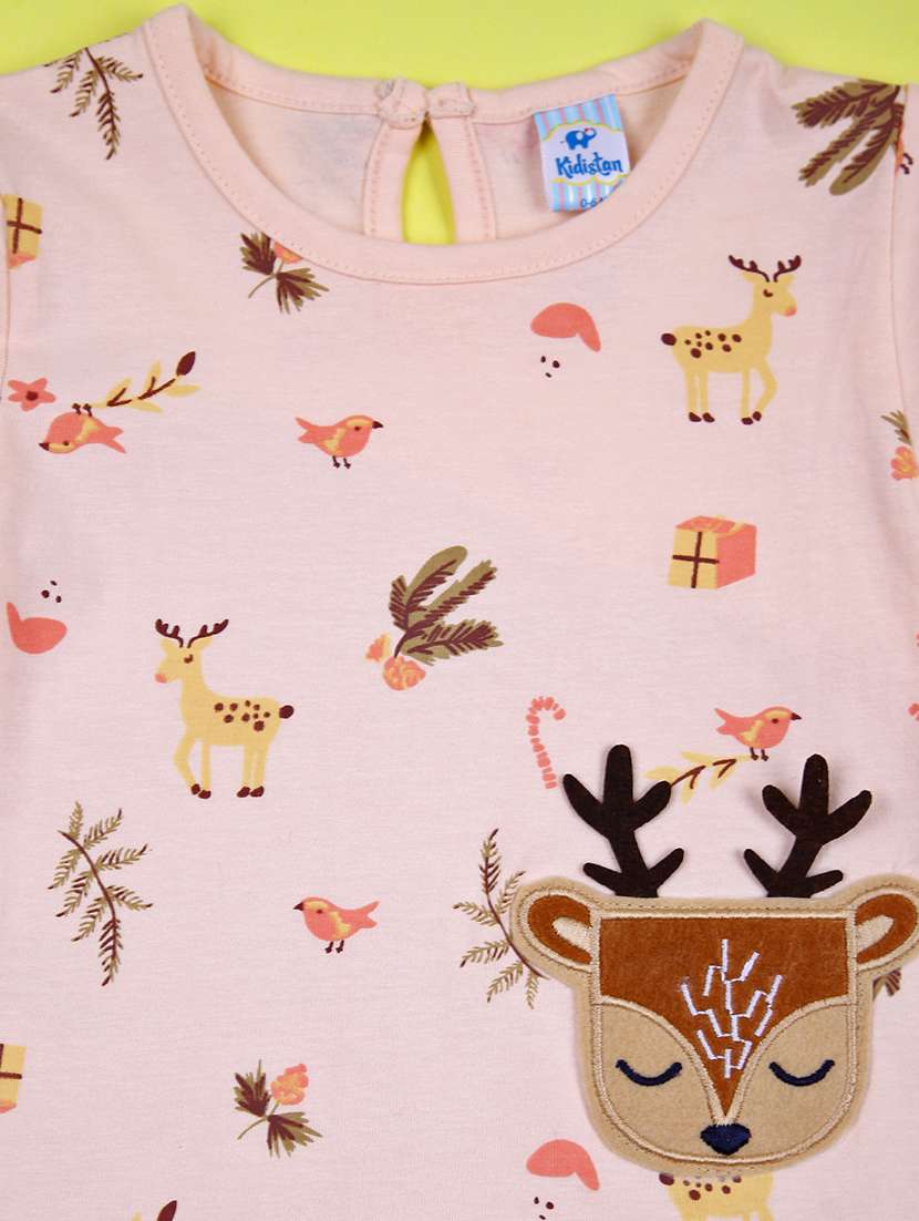 girls peach printed full length sets - 21627636 - Standard Image - 2