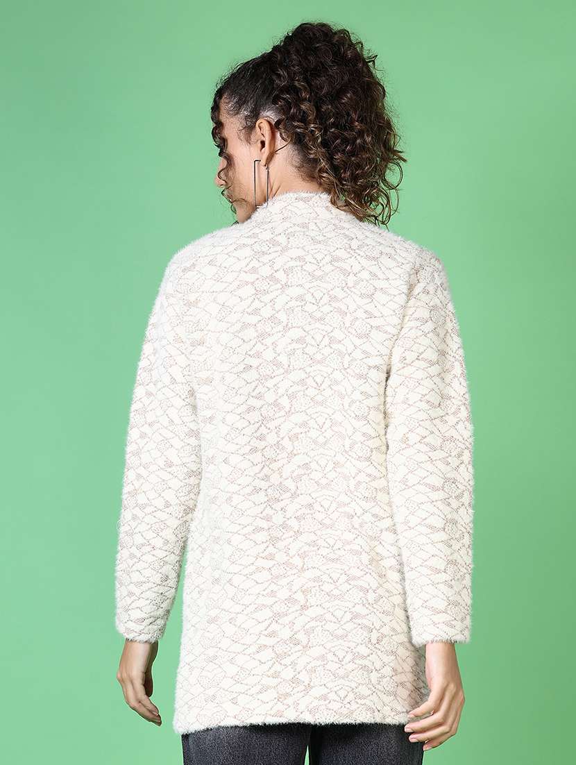 women self design long sleeve cardigan - 21627650 -  Standard Image - 2