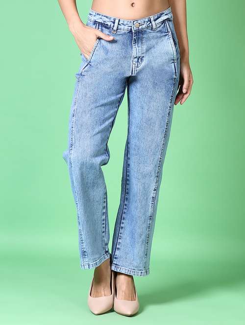 women solid mid rise straigh fit jean - 21627651 -  Standard Image - 0