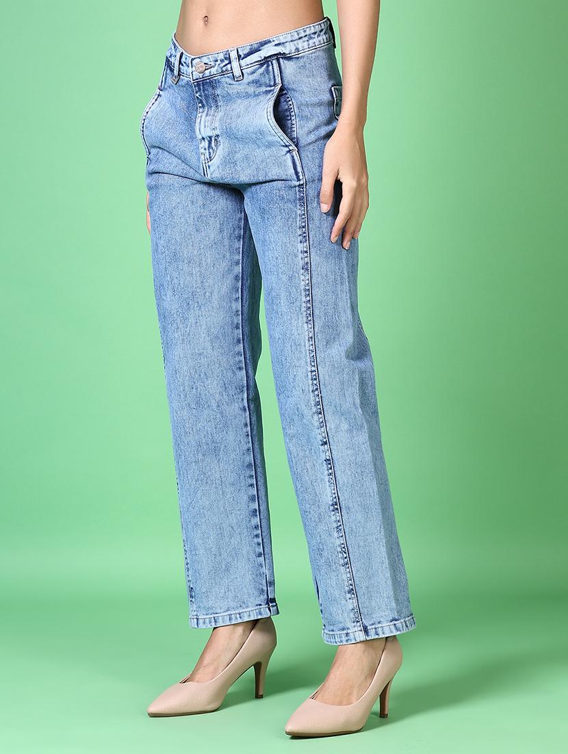 women solid mid rise straigh fit jean - 21627651 - Standard Image - 2