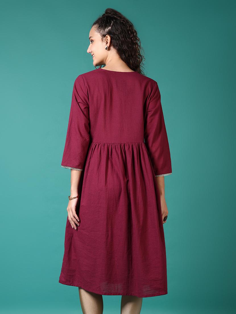 women embroidered three quarter sleeve a-line kurta - 21627653 - Standard Image - 2