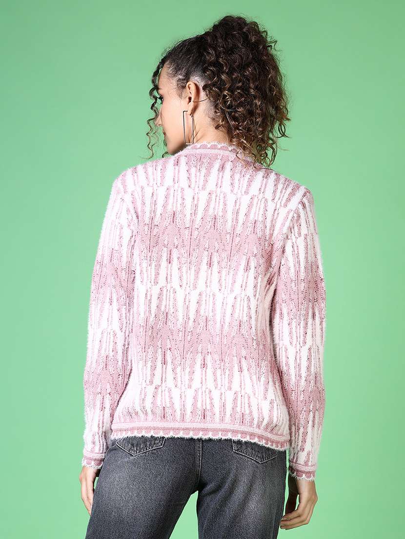 women self design long sleeve cardigan - 21627679 -  Standard Image - 2