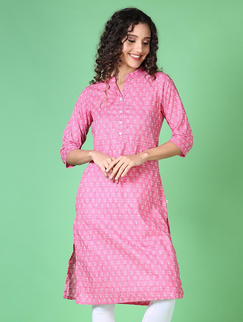 women floral mandarin neck straight kurta - 21627696 - Zoom Image - 0