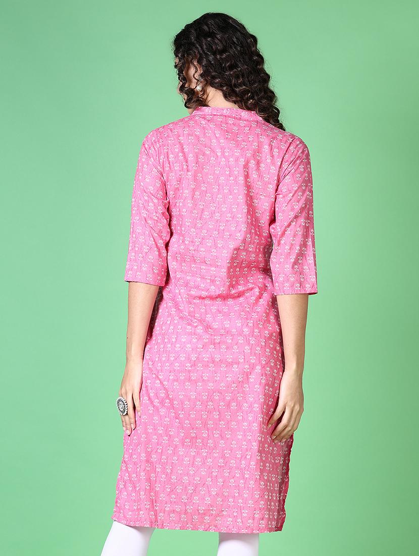 women floral mandarin neck straight kurta - 21627696 - Standard Image - 2