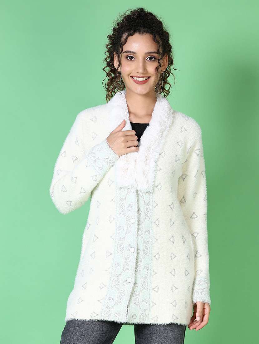 women self design long sleeve cardigan