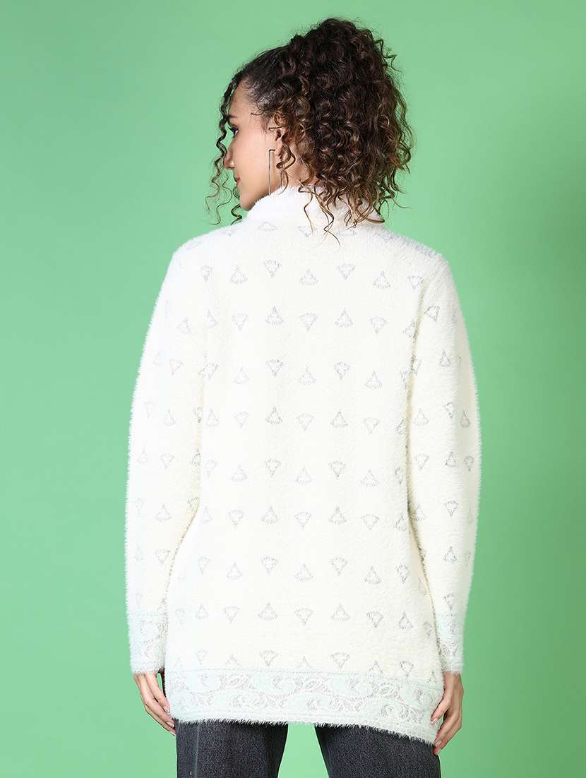 women self design long sleeve cardigan - 21627702 -  Standard Image - 2