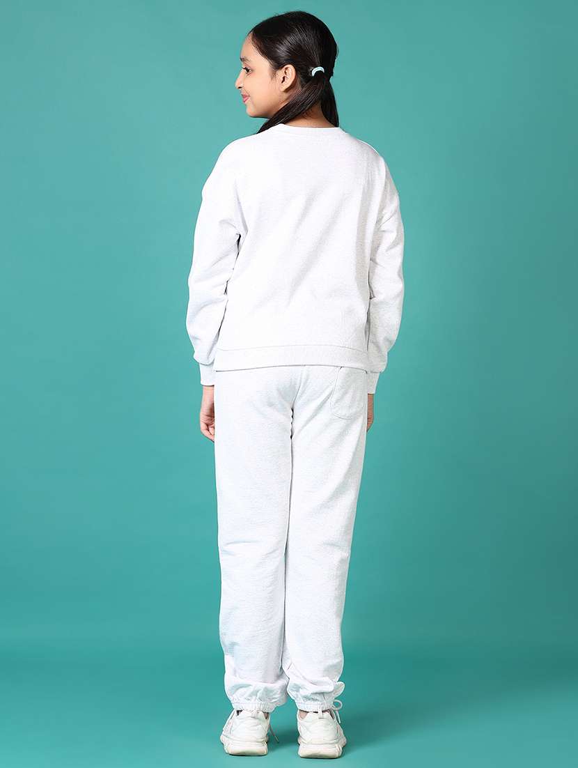 girls typography print sweatshirt & joggers full length sets - 21627706 -  Standard Image - 2