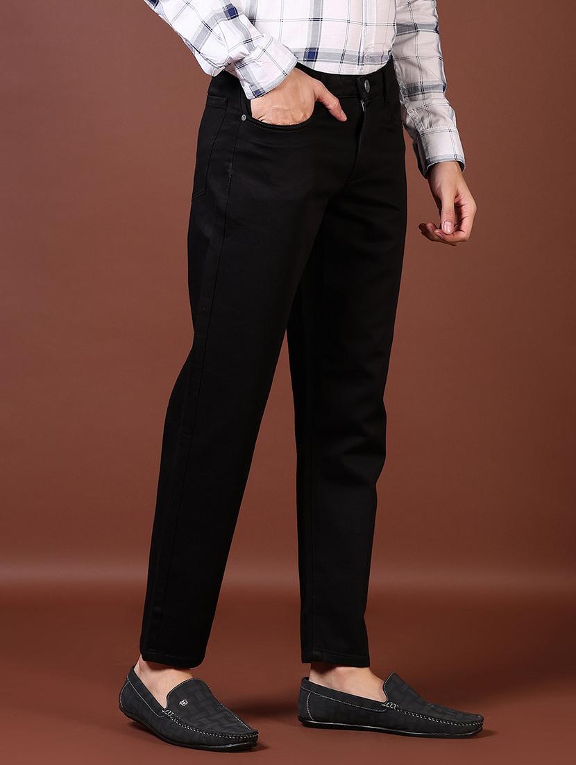 men solid mid rise flat front casual trouser - 21627729 - Standard Image - 2