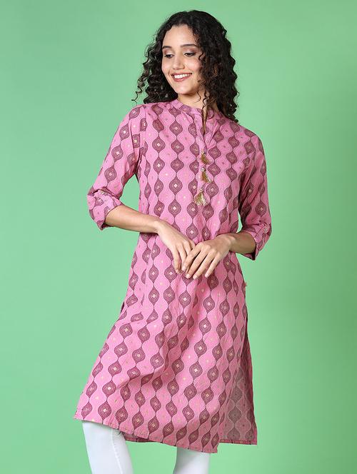 women printed mandarin neck straight kurta - 21627795 - Standard Image - 0