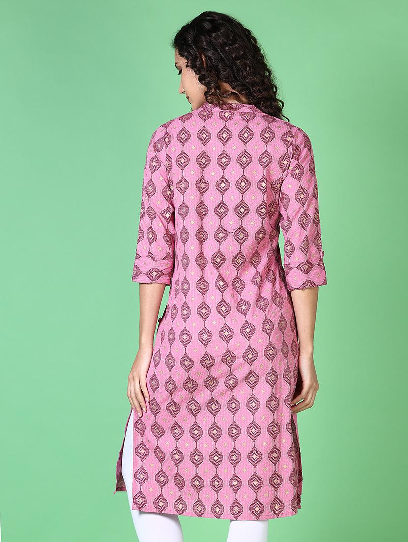 women printed mandarin neck straight kurta - 21627795 - Standard Image - 2