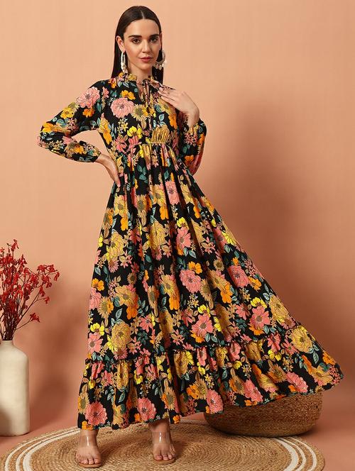 women floral fit & flared maxi dress - 21628420 - Standard Image - 0