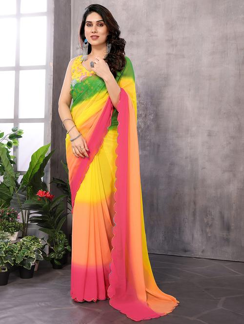 women ombre printed saree with blouse - 21628439 - Standard Image - 0