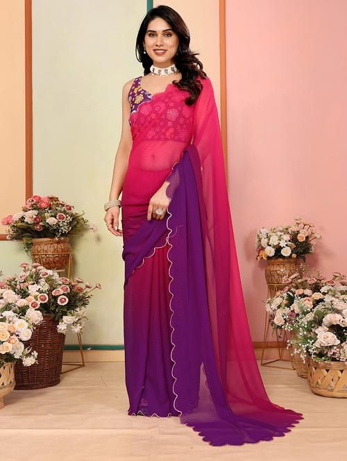 women ombre printed saree with blouse - 21628440 -  Standard Image - 0