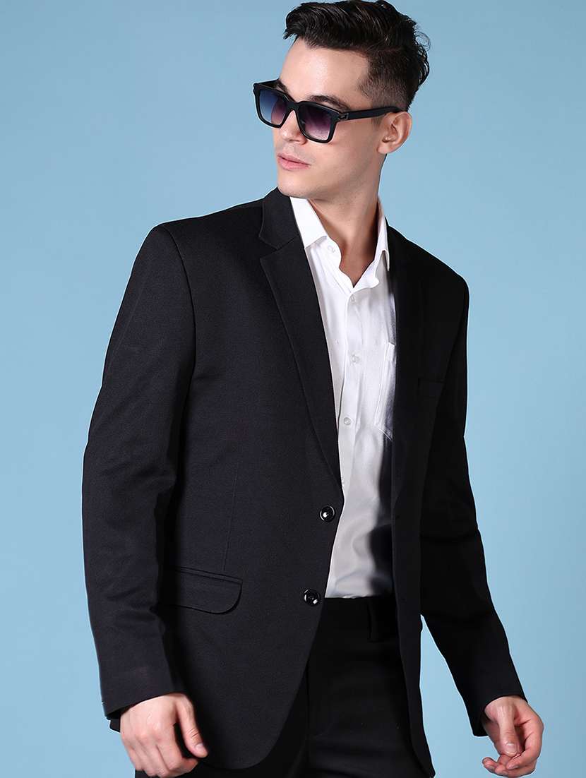 black solid single breasted formal blazer - 21628492 - Standard Image - 2