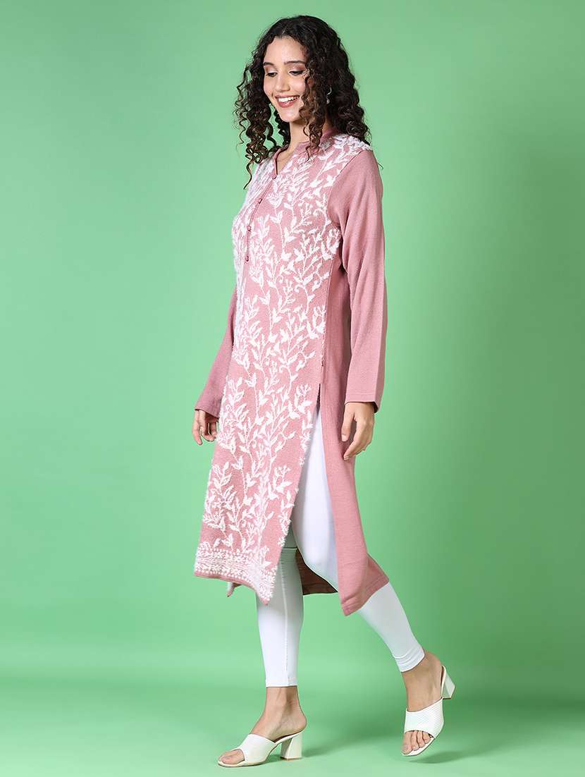 women self design long sleeve kurta - 21628503 -  Standard Image - 2