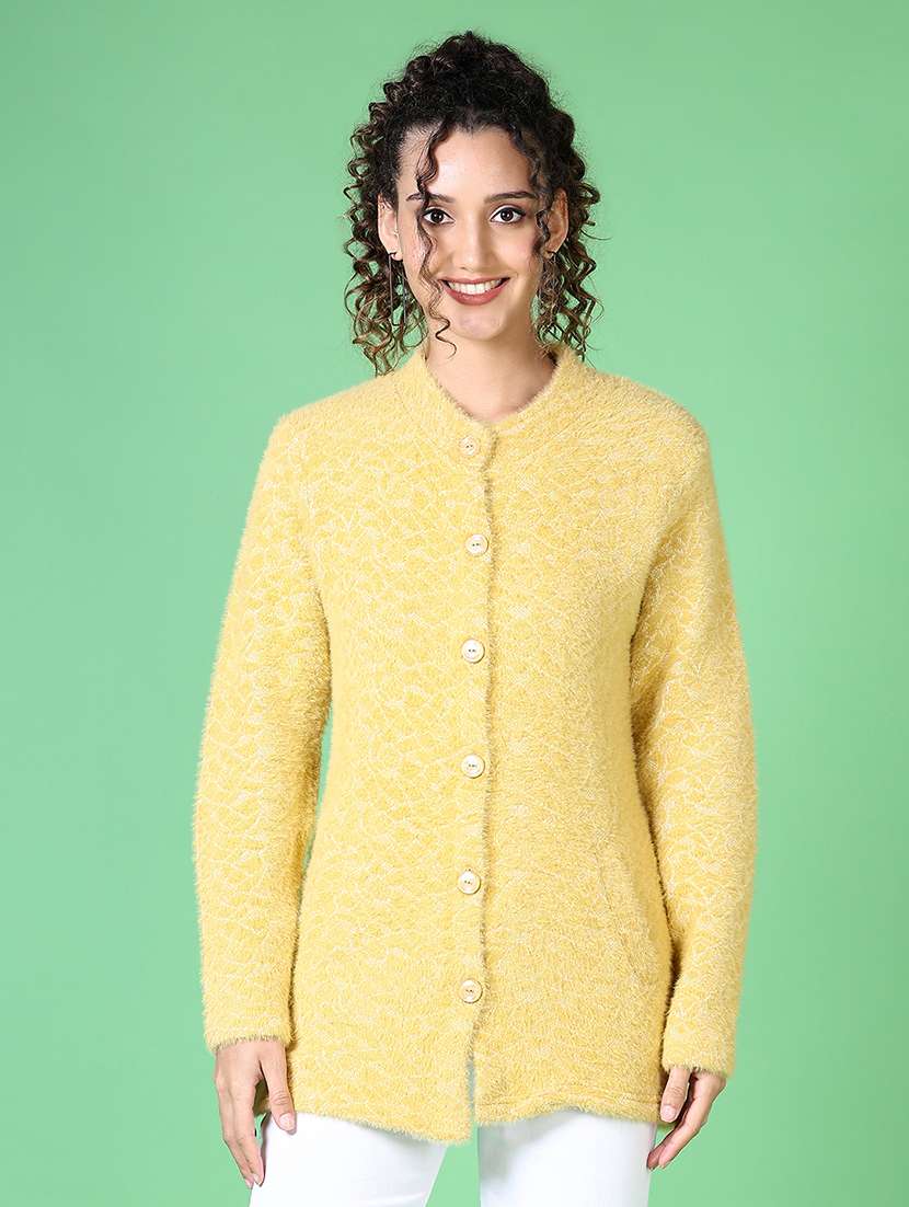 women self design long sleeve cardigan