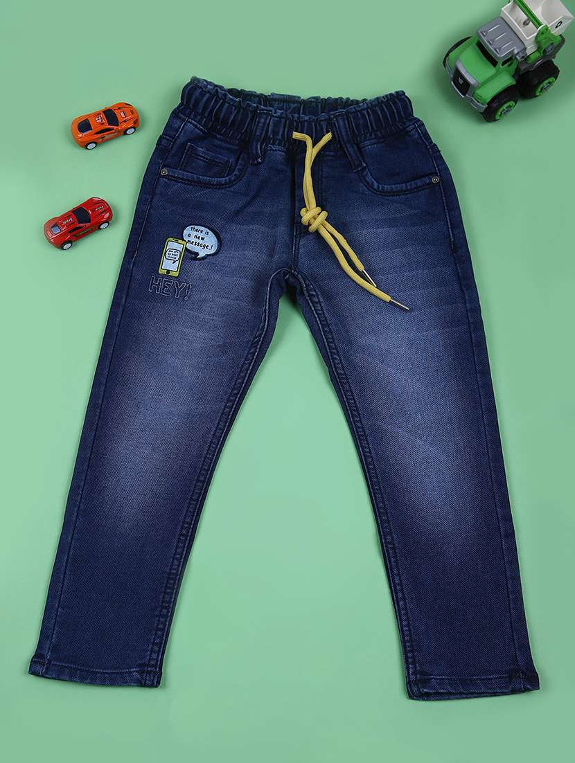 boys mid rise patch work jeans