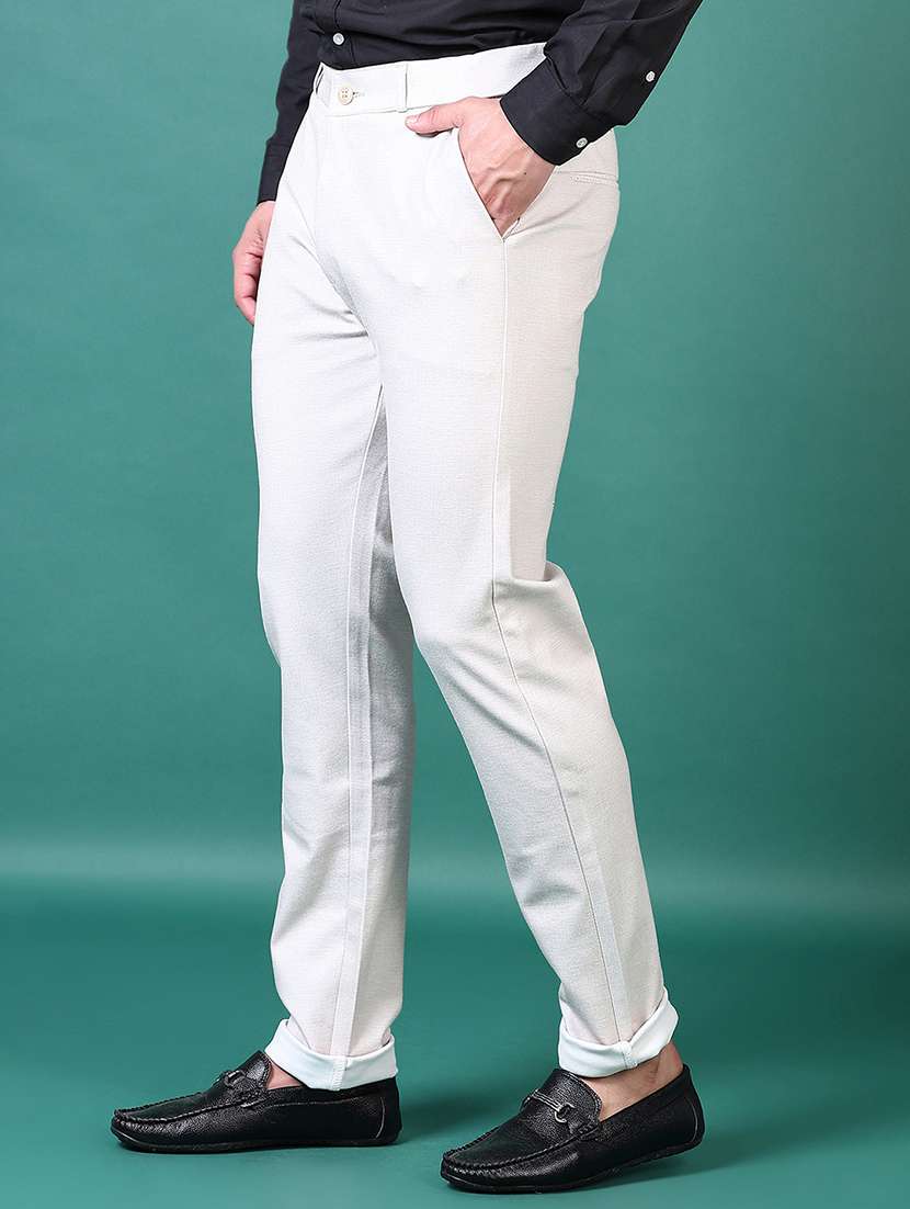 men solid flat front casual trouser - 21628613 -  Standard Image - 2