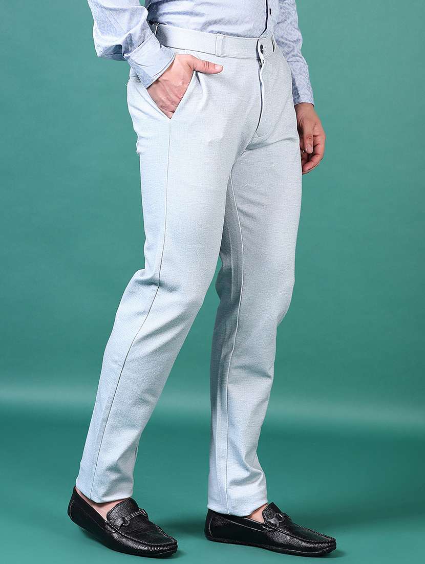 men solid flat front casual trouser - 21628615 -  Standard Image - 2