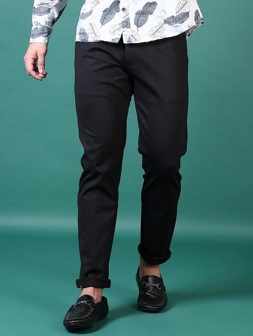 men solid flat front casual trouser - 21628650 -  Standard Image - 0