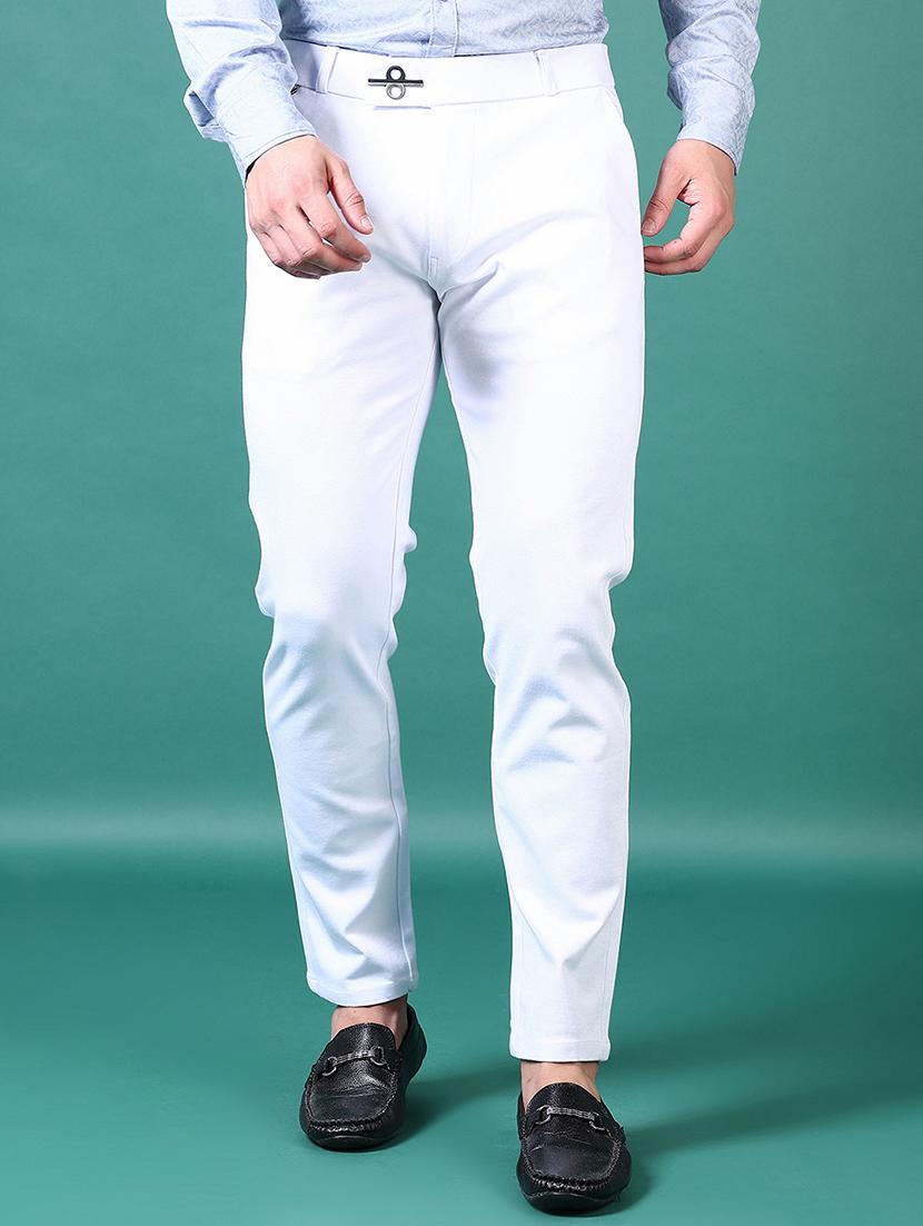 men solid flat front casual trouser - 21628658 -  Zoom Image - 0