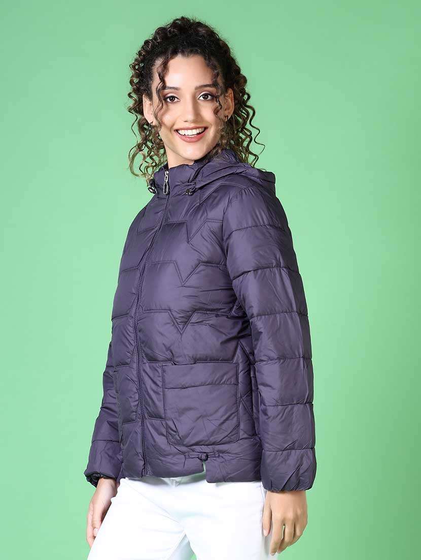 women solid long sleeve quilted jacket - 21628794 -  Standard Image - 2