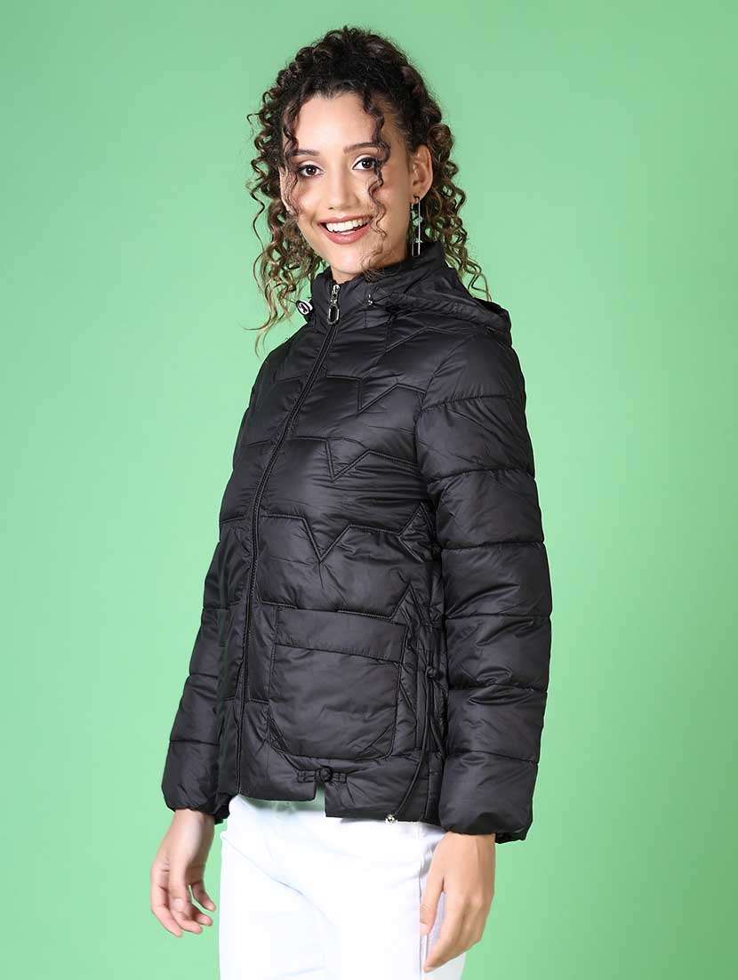 women solid long sleeve quilted jacket - 21628799 -  Standard Image - 2