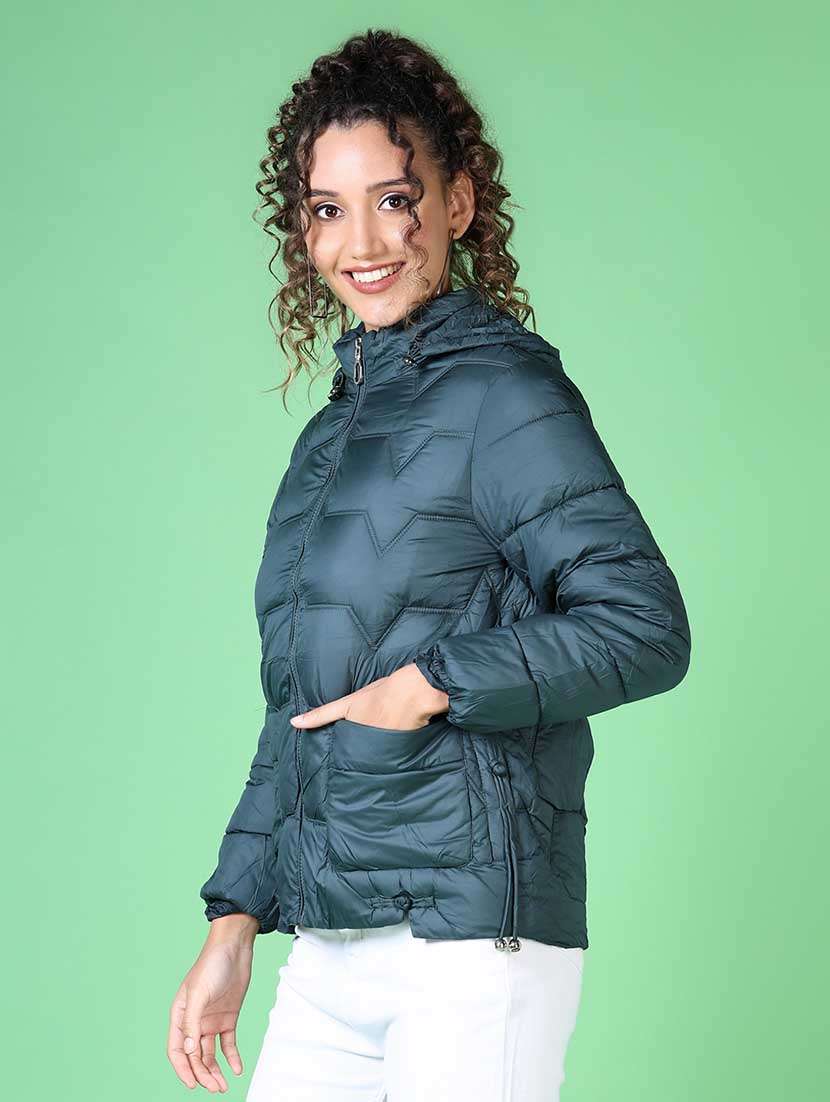 women solid long sleeve quilted jacket - 21628800 -  Standard Image - 2