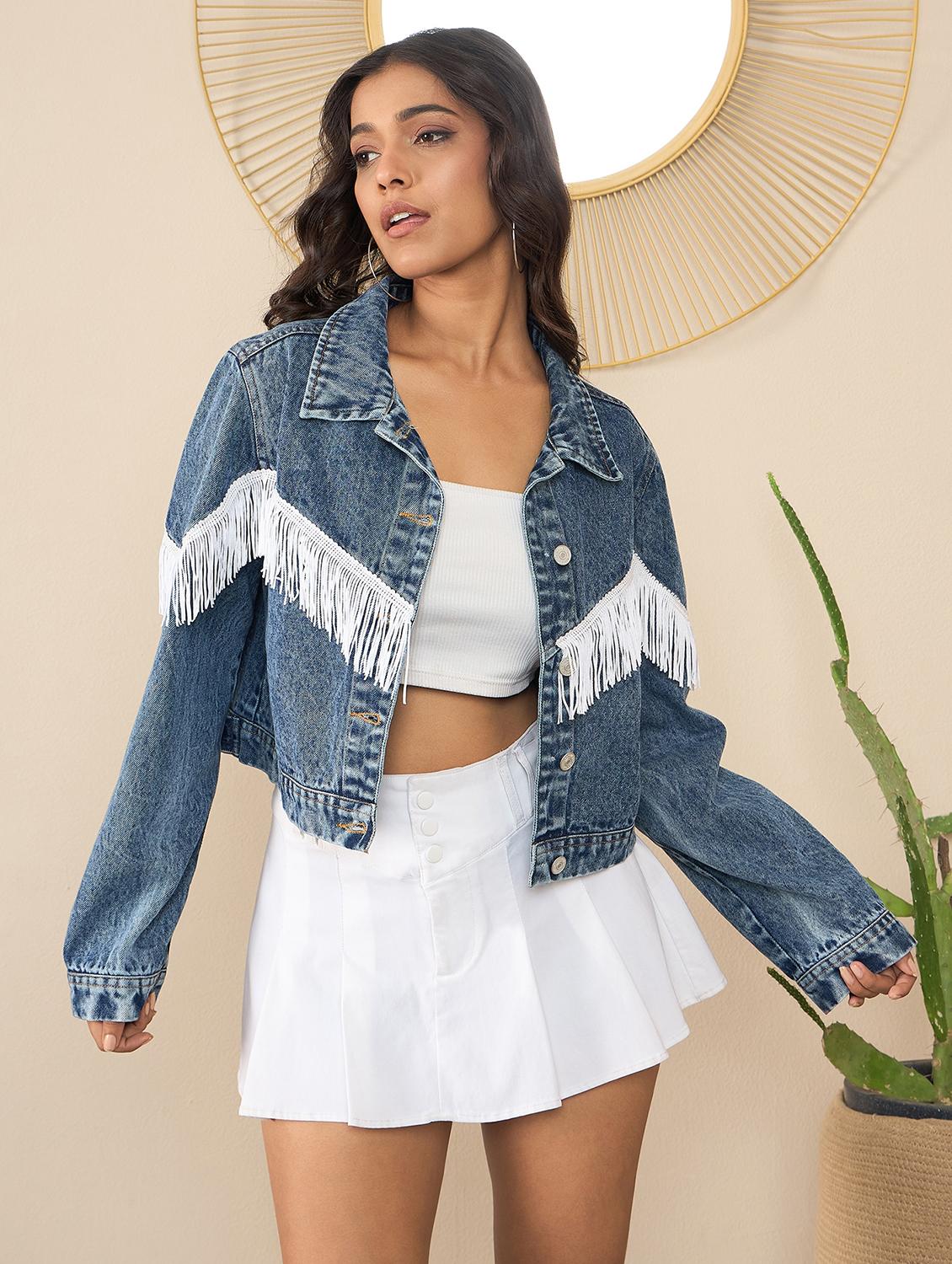 women blue denim summer jacket - 21628943 -  Zoom Image - 0