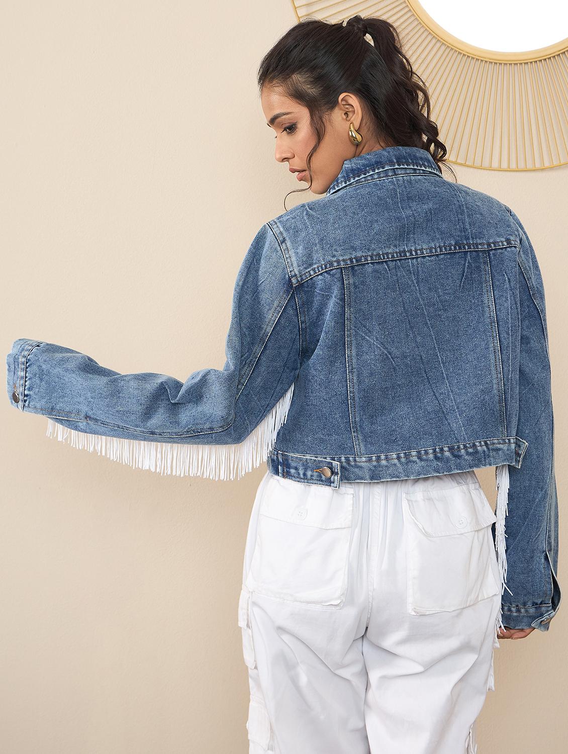 women blue denim summer jacket - 21628944 - Standard Image - 2