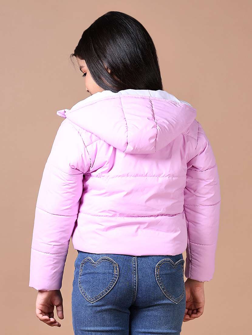 girls solid hooded quilted jacket - 21628971 -  Standard Image - 2