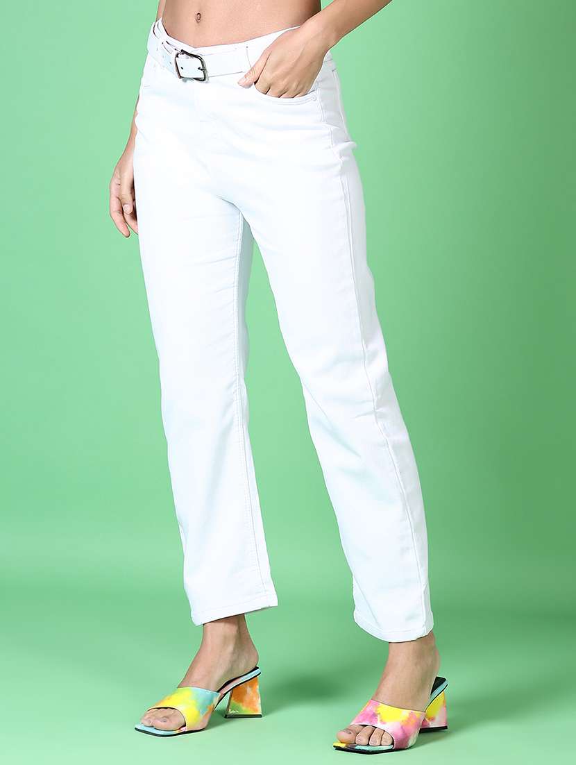 women solid mid rise straigh fit jean - 21628979 - Standard Image - 2