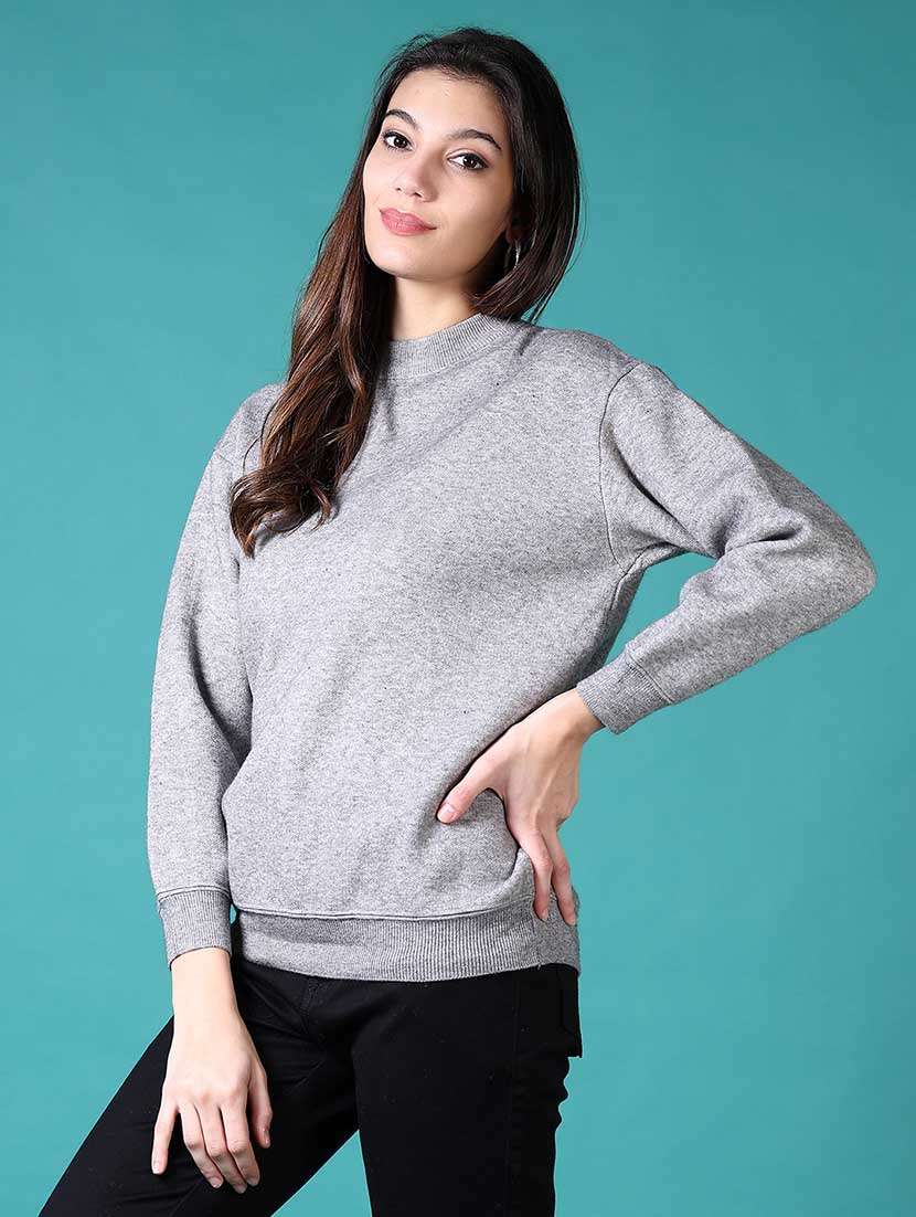 women solid long sleeves pullover - 21629004 -  Standard Image - 2